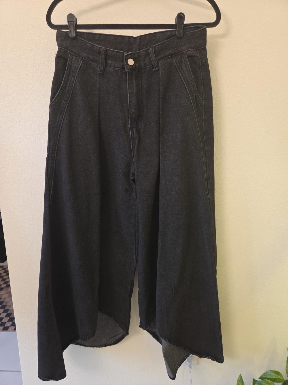 High-Rise Wide Leg Flare Jeans in Washed Black - Picture 2 of 6